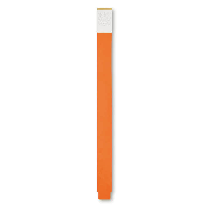 Pulsera Tyvek personalizadas color Naranja cuarta vista Pulsera Tyvek personalizadas color Naranja cuarta vista