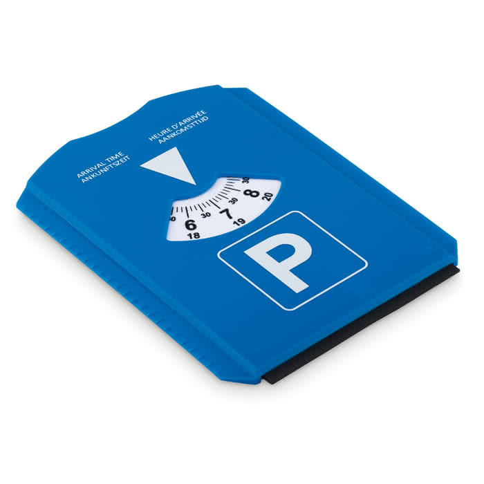 Rascador de hielo promocional con parquímetro color Azul cuarta vista Rascador de hielo promocional con parquímetro color Azul cuarta vista