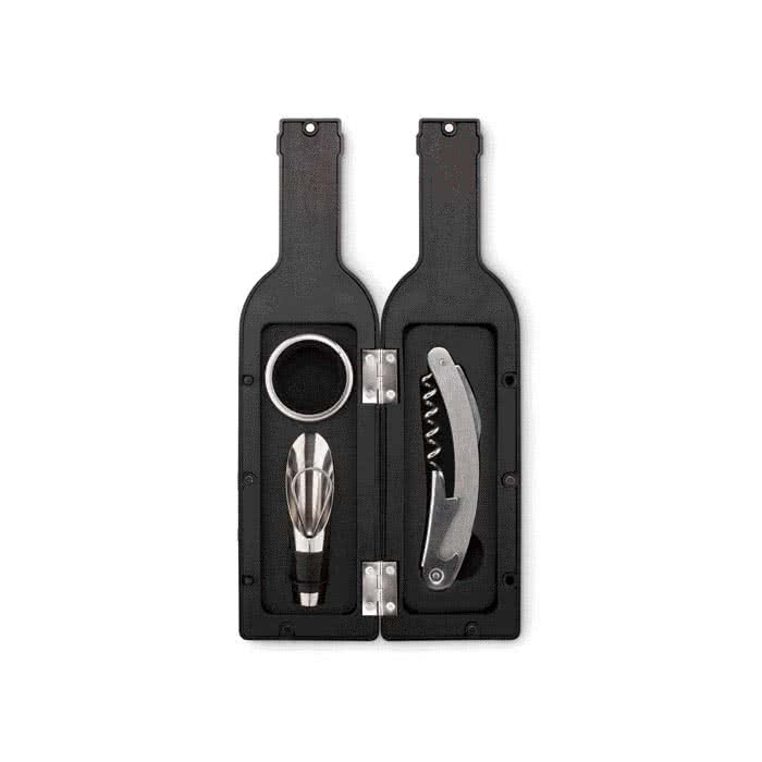 Set promocional de vino en forma de botella color Negro segunda vista