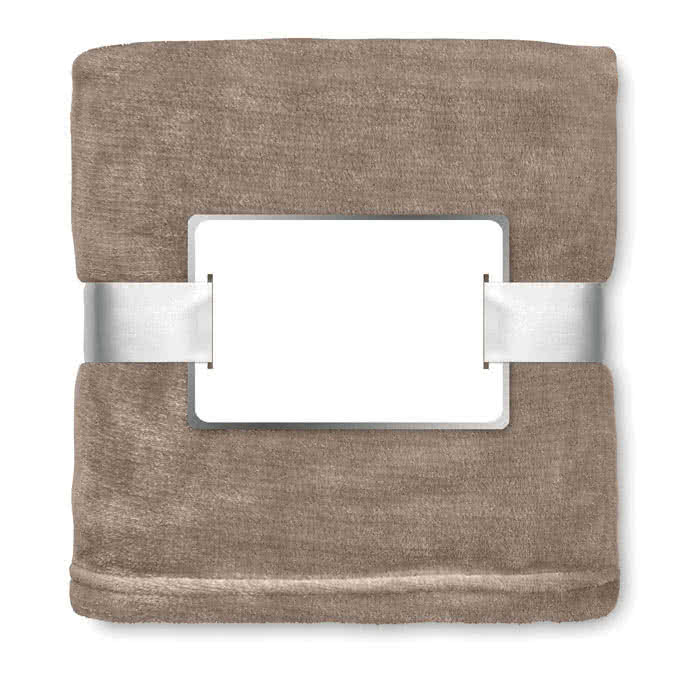 Bonita manta promocional para regalo color khaki segunda vista Bonita manta promocional para regalo color khaki segunda vista