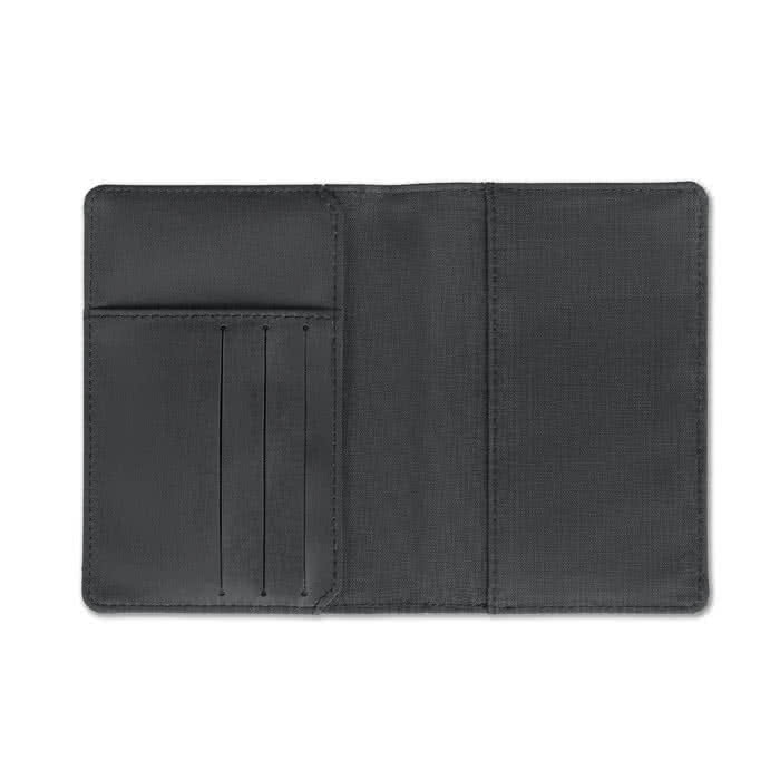Cartera con espacio para llevar el pasaporte color negro tercera vista Cartera con espacio para llevar el pasaporte color negro tercera vista