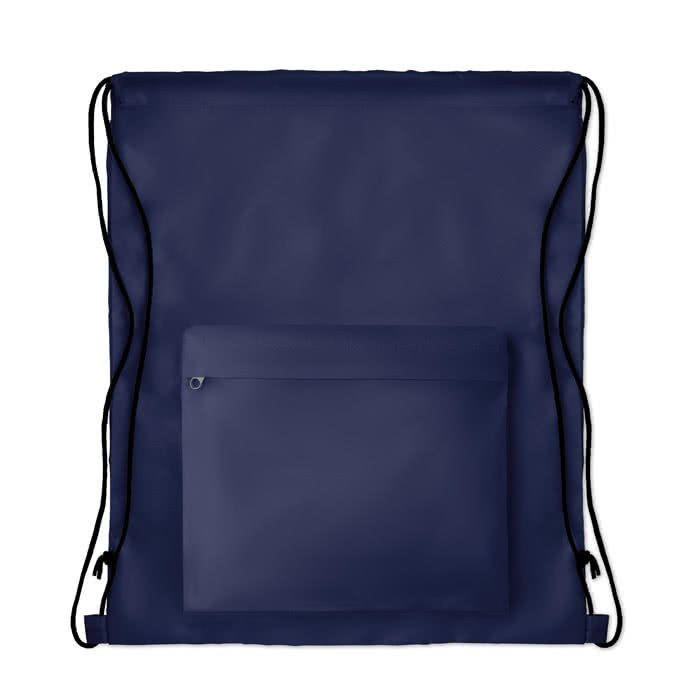 Mochilas de cuerdas originales con bolsillo color azul tercera vista Mochilas de cuerdas originales con bolsillo color azul tercera vista