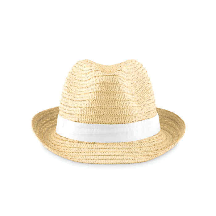 Sombrero publicitario de paja color blanco Sombrero publicitario de paja color blanco