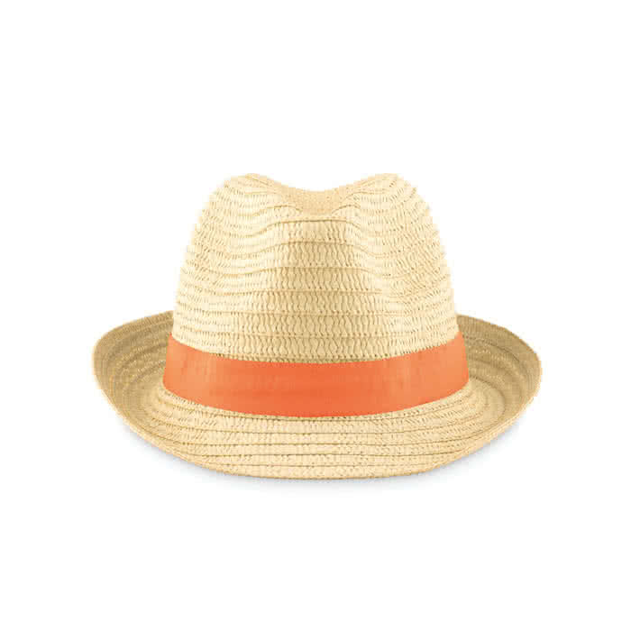 Sombrero publicitario de paja color naranja Sombrero publicitario de paja color naranja