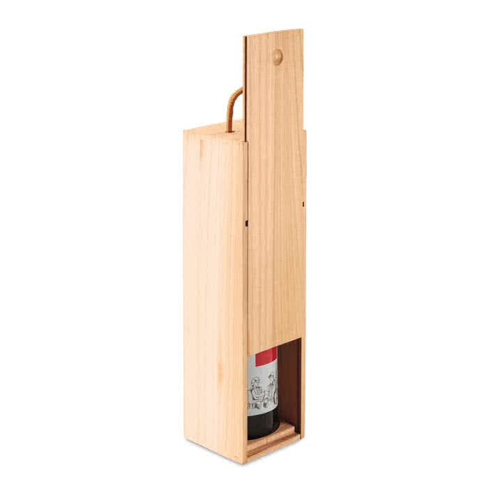Caja para botella de vino de madera color madera tercera vista