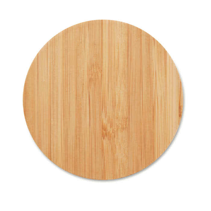 Cargador inalámbrico de bambú color madera tercera vista Cargador inalámbrico de bambú color madera tercera vista