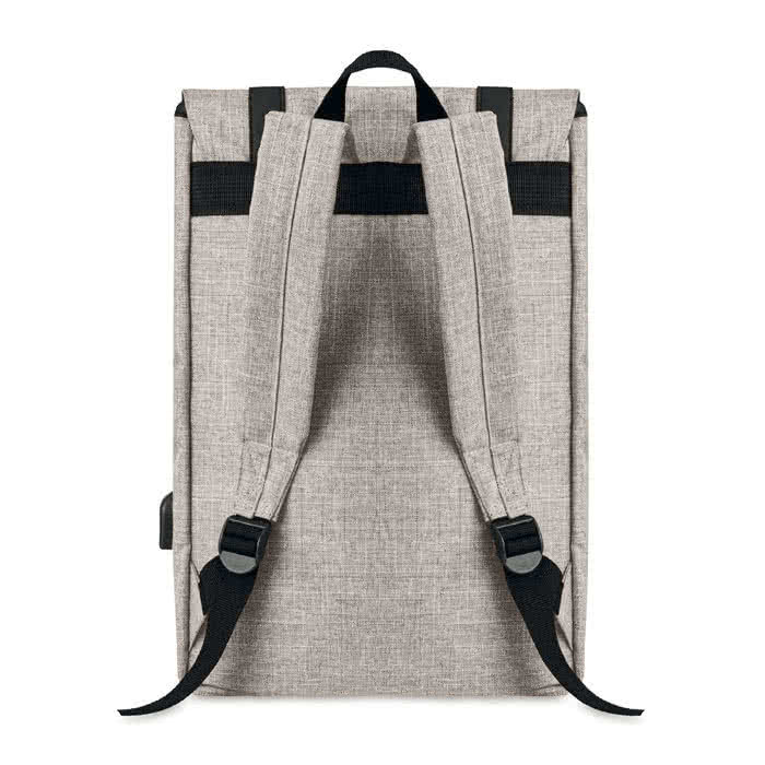 Mochila para portátil de diseño original color gris cuarta vista Mochila para portátil de diseño original color gris cuarta vista