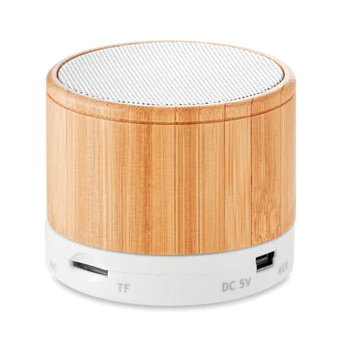 Altavoz Bluetooth de madera para publicidad color blanco segunda vista