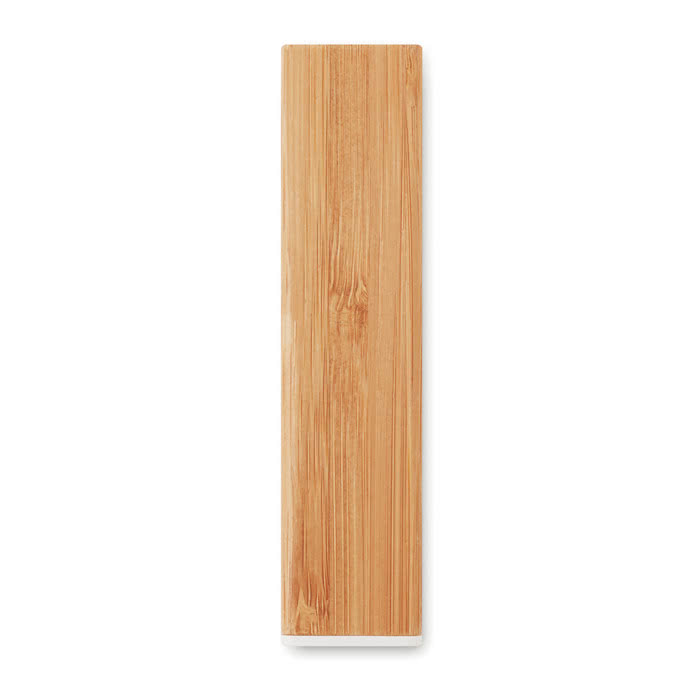 Power Bank ecológico madera de bambú color madera tercera vista
