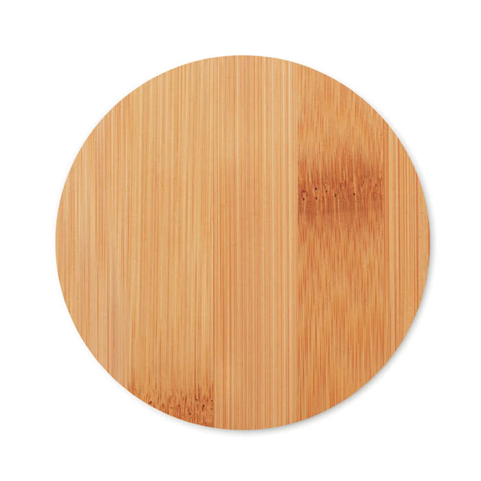 Vaso de vidrio tapa de bambú 450ml color transparente cuarta vista