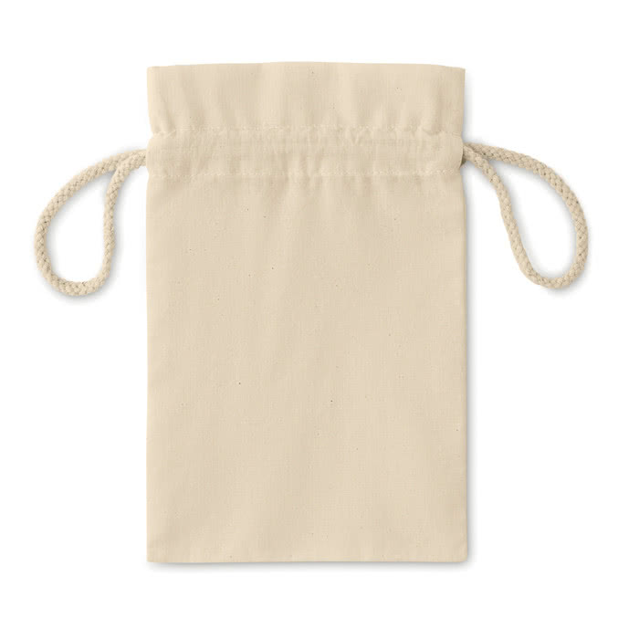 Bolsa blanca de algodón impresa pequeña color beige segunda vista Bolsa blanca de algodón impresa pequeña color beige segunda vista