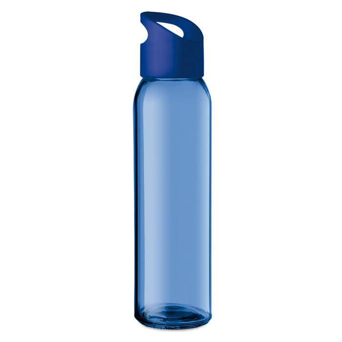 Botellas de cristal personalizadas con logo color azul real Botellas de cristal personalizadas con logo color azul real