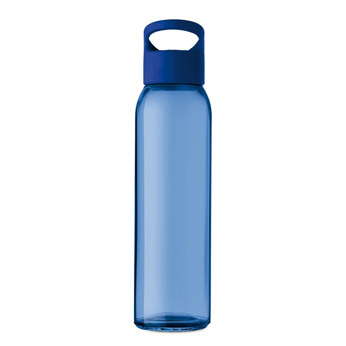 Botellas de cristal personalizadas con logo color azul real tercera vista Botellas de cristal personalizadas con logo color azul real tercera vista