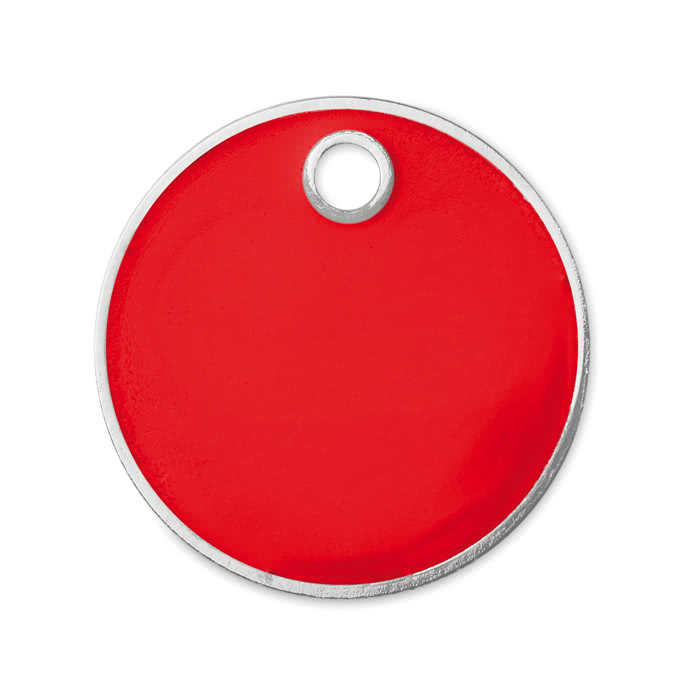 Colorido llavero con moneda para super color rojo tercera vista Colorido llavero con moneda para super color rojo tercera vista