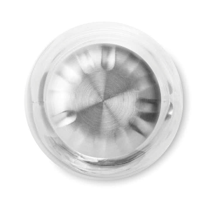 Botella de vidrio con tapón de acero color transparente tercera vista