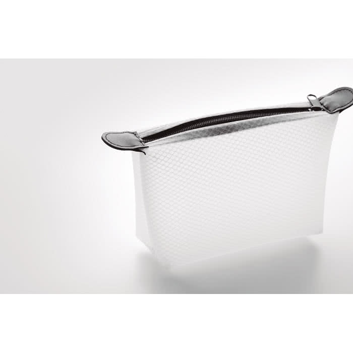 Neceser serigrafiado de malla de EVA color blanco tercera vista