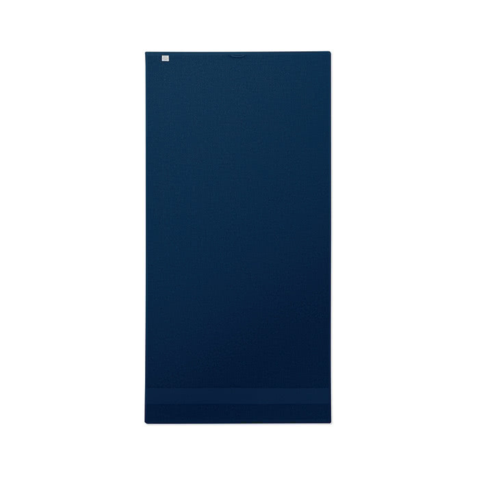 Toallas con logo de algodón orgánico color azul tercera vista Toallas con logo de algodón orgánico color azul tercera vista