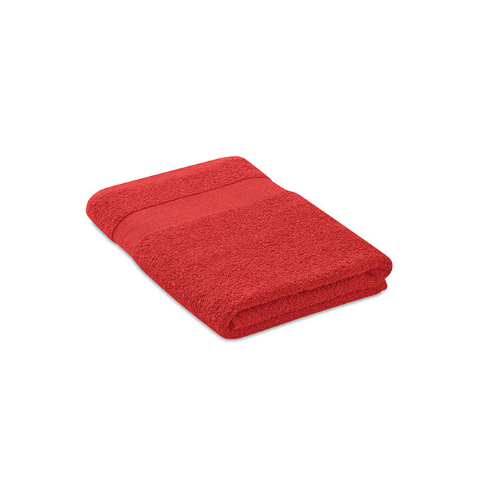 Toallas con logo de algodón orgánico color rojo Toallas con logo de algodón orgánico color rojo
