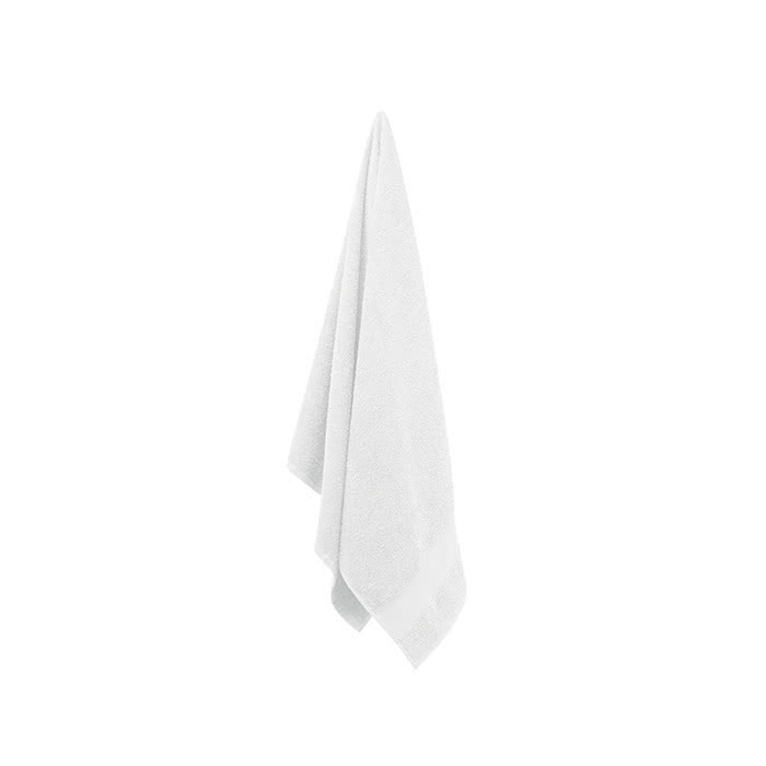 Toallas con logo de algodón orgánico color blanco cuarta vista Toallas con logo de algodón orgánico color blanco cuarta vista