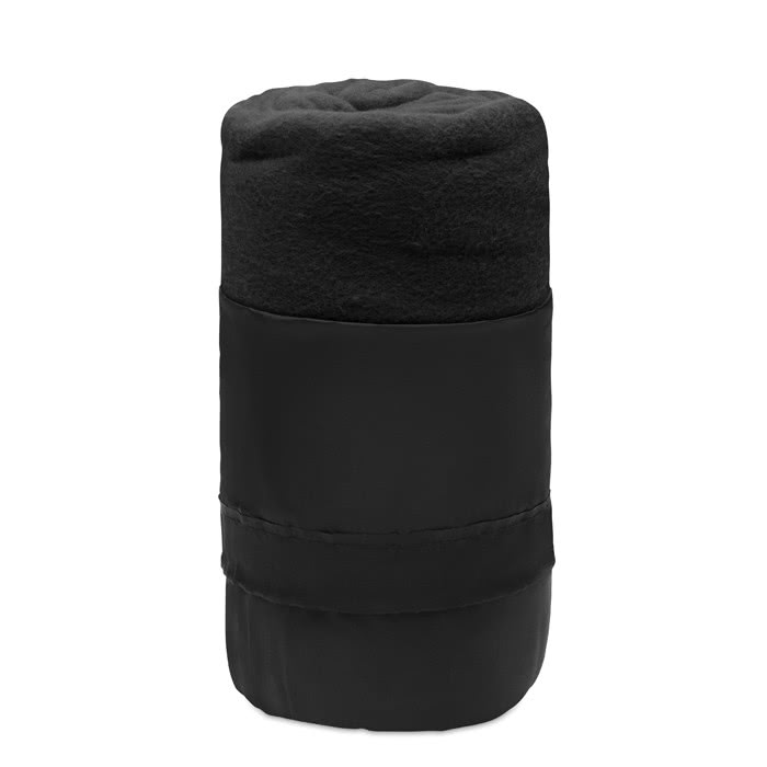 Manta polar personalizada en RPET color negro Manta polar personalizada en RPET color negro
