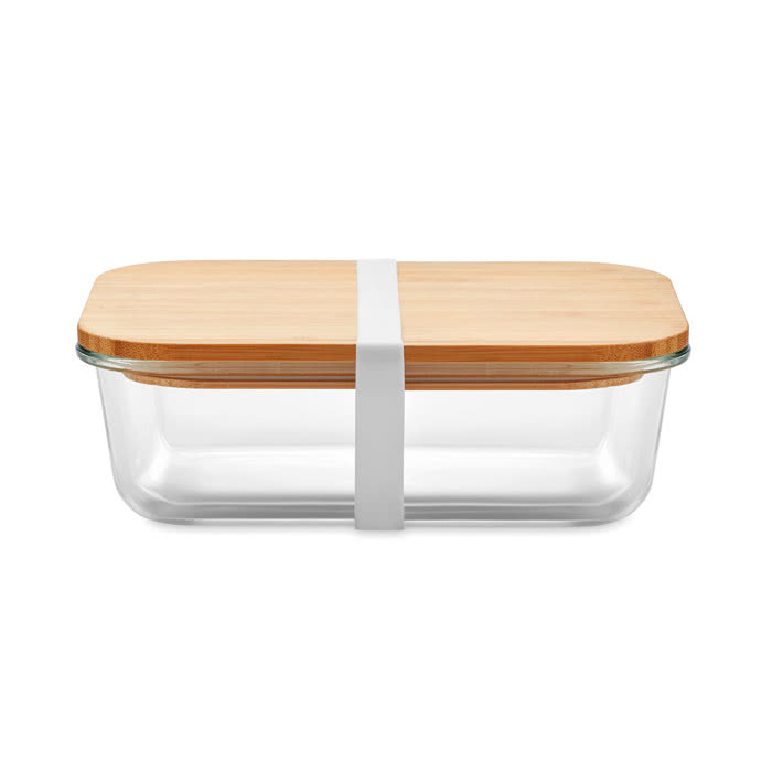 Fiambrera de vidrio con tapa de bambú color transparente cuarta vista Fiambrera de vidrio con tapa de bambú color transparente cuarta vista