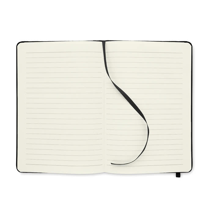 Libreta RPET personalizada tamaño A5 color negro cuarta vista Libreta RPET personalizada tamaño A5 color negro cuarta vista