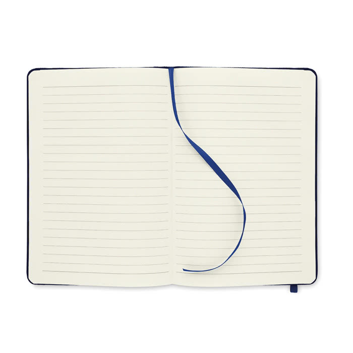 Libreta RPET personalizada tamaño A5 color azul cuarta vista Libreta RPET personalizada tamaño A5 color azul cuarta vista