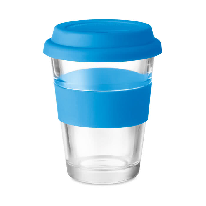 Tazas de café para llevar de cristal color azul cuarta vista Tazas de café para llevar de cristal color azul cuarta vista