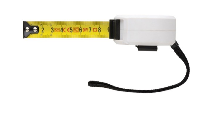 Flexómetro de bambú y plástico reciclado 5m color blanco quinta vista Flexómetro de bambú y plástico reciclado 5m color blanco quinta vista