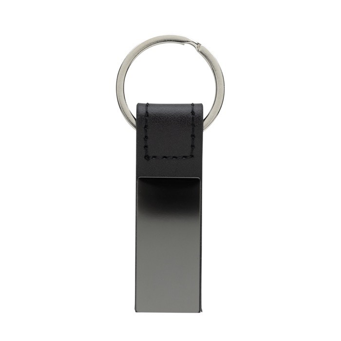 Llavero elegante en negro de cuero reciclado y aleación de zinc color negro Llavero elegante en negro de cuero reciclado y aleación de zinc color negro
