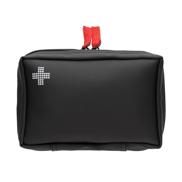 Botiquín personalizado nobuk para primeros auxilios con 24 accesorios color negro tercera vista