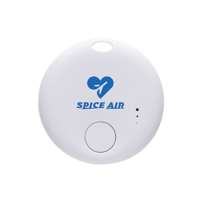 Buscador de artículos de plástico reciclado compatible con Apple color blanco vista con logo