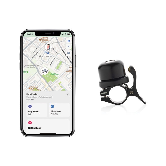 Timbre de bicicleta con localizador compatible con Find My color negro sexta vista
