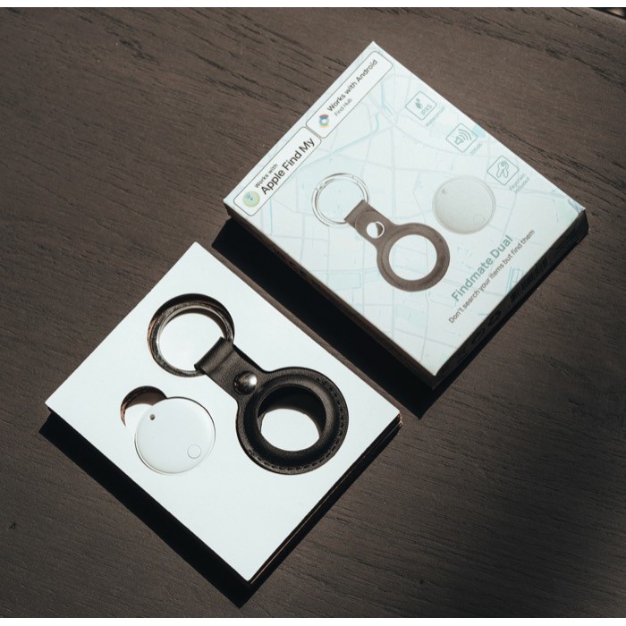 Llavero localizador ecológico con alarma compatible Apple y Android color blanco