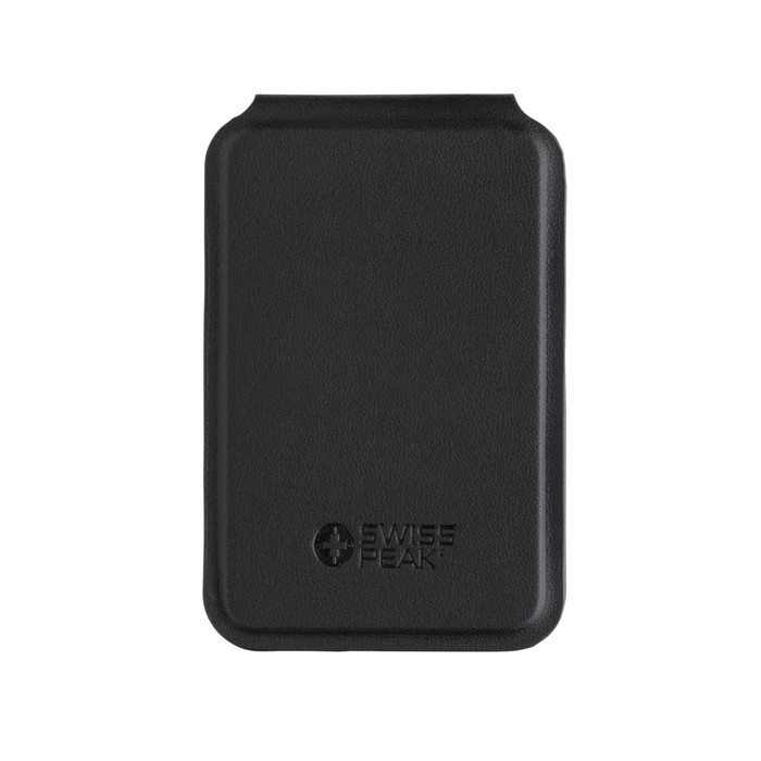 Cartera magnética para móvil de cuero sintético con soporte color negro sexta vista Cartera magnética para móvil de cuero sintético con soporte color negro sexta vista