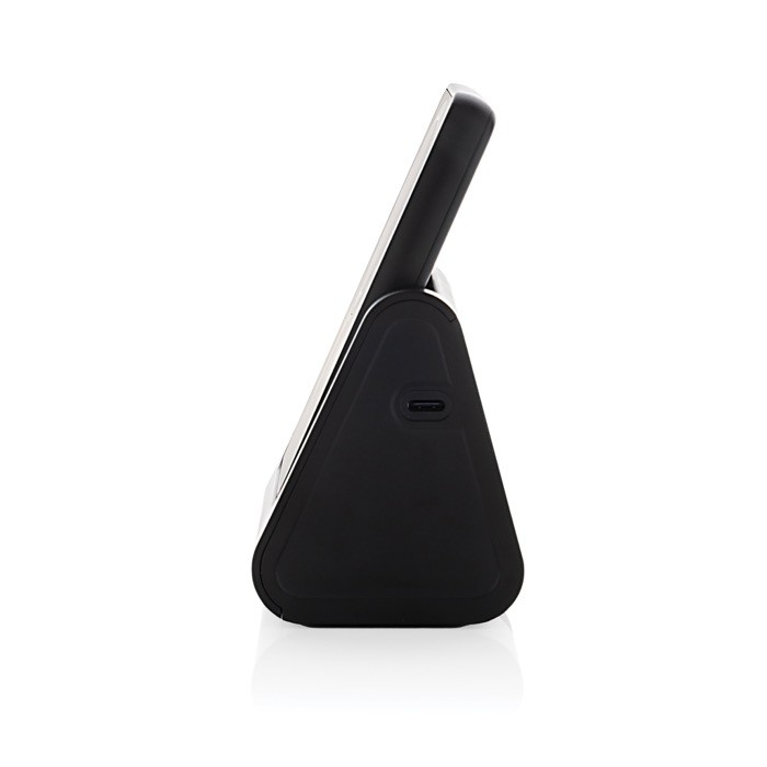 Cargador inalámbrico de plástico reciclado con soporte de carga 3 en 1 color negro vista 12 Cargador inalámbrico de plástico reciclado con soporte de carga 3 en 1 color negro vista 12