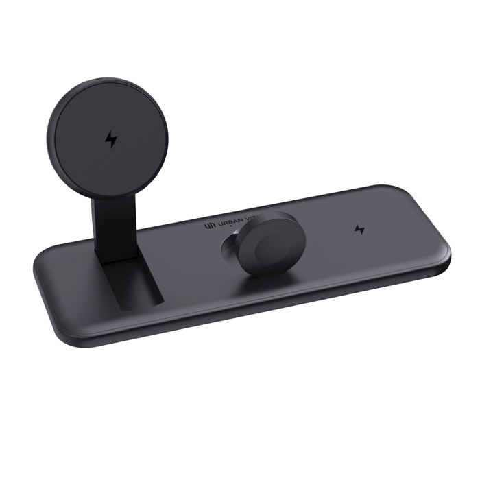 Cargador magnético 3 en 1 con carga inalámbrica magnética 15W color negro