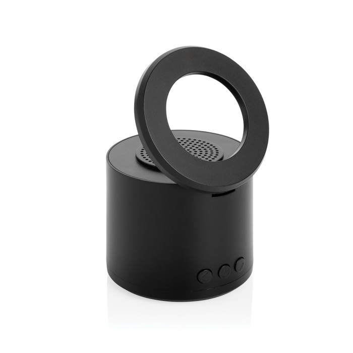 Altavoz inalámbrico ABS reciclado con soporte móvil y subwoofer 3W color negro