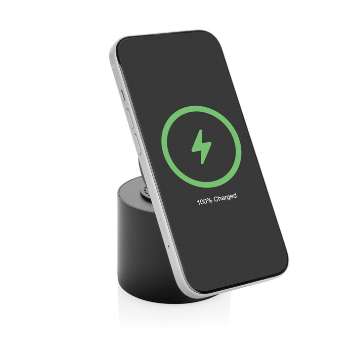 Altavoz inalámbrico ABS reciclado con soporte móvil y subwoofer 3W color negro tercera vista