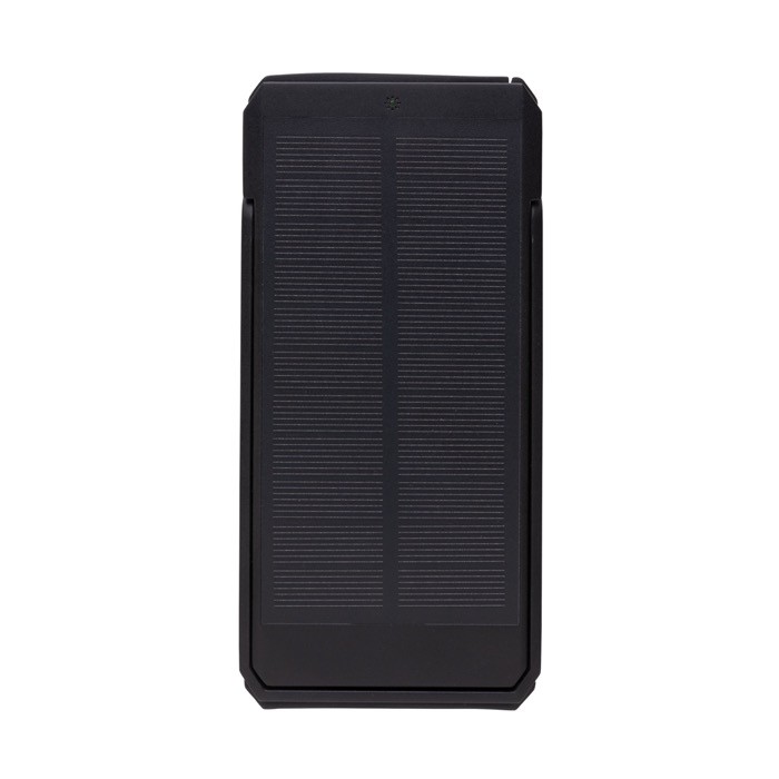 Powerbank de plástico reciclado con panel de carga solar 10.000 mAh color negro sexta vista