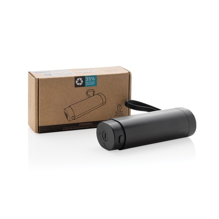 Powerbank portátil extraíble ideal para reciclar la batería 5.000 mAh color negro segunda vista con caja Powerbank portátil extraíble ideal para reciclar la batería 5.000 mAh color negro segunda vista con caja