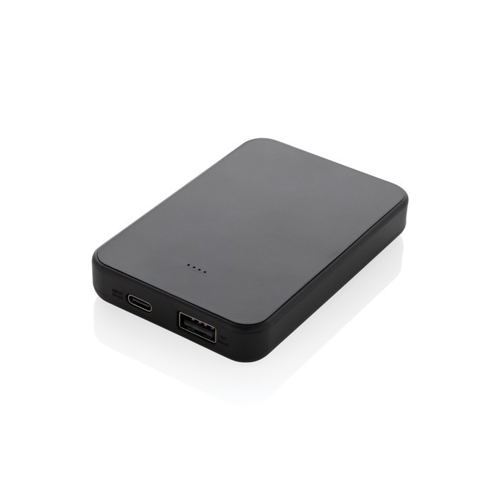 Batería externa de plástico reciclado con dos puertos 5.000 mAh color negro Batería externa de plástico reciclado con dos puertos 5.000 mAh color negro