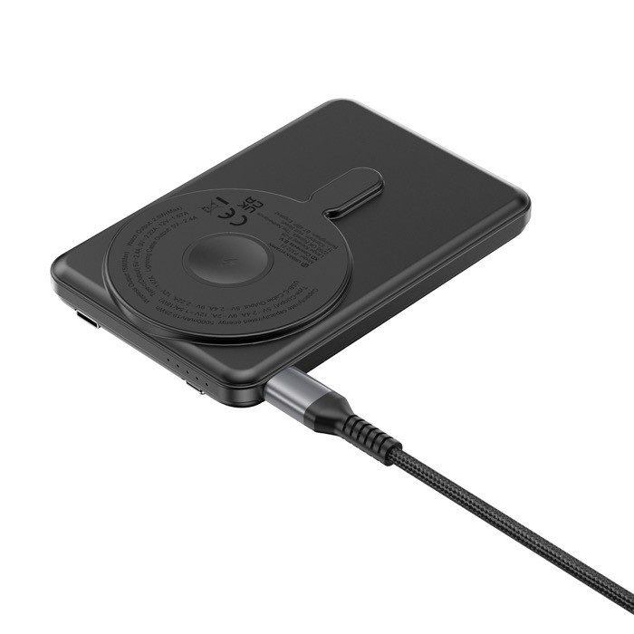 Powerbank 5 en 1 ecológica con cables de carga y soporte 5.000 mAh color negro vista 14