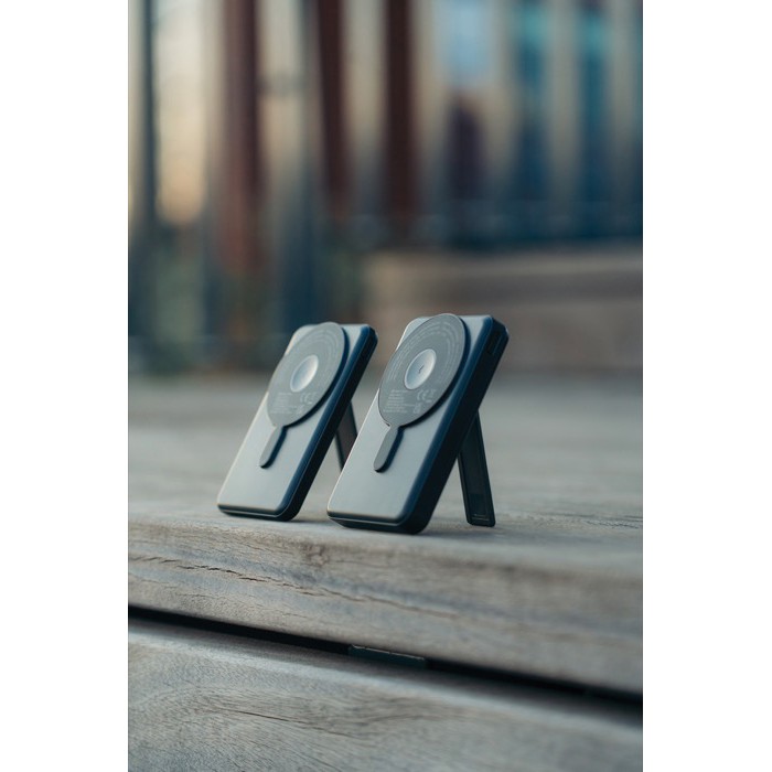 Powerbank 5 en 1 ecológica con cables de carga y soporte 5.000 mAh color negro