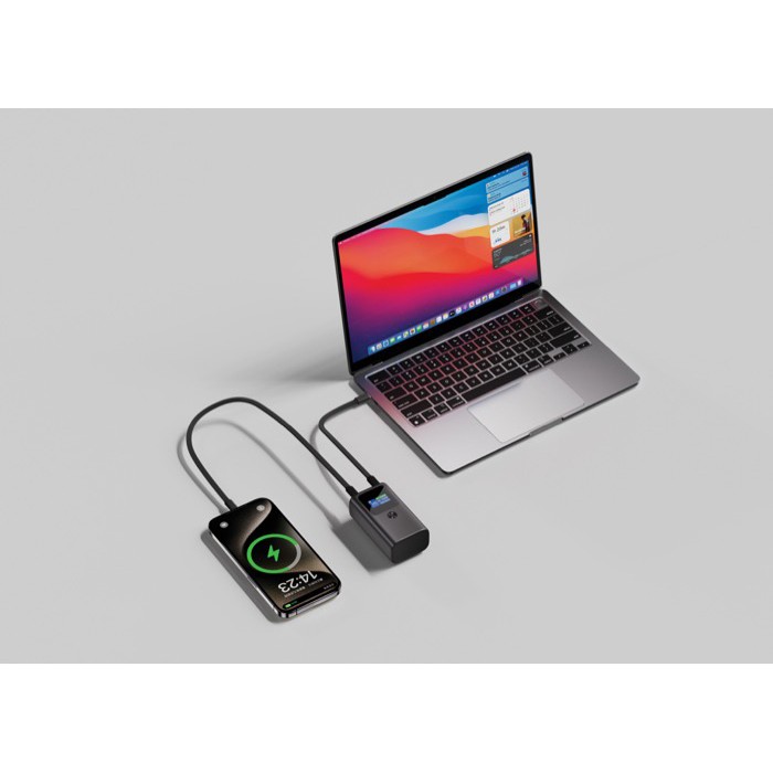 Powerbank de aluminio con carga rápida y pantalla HQ 10.000 mAh color gris vista de ambiente 2