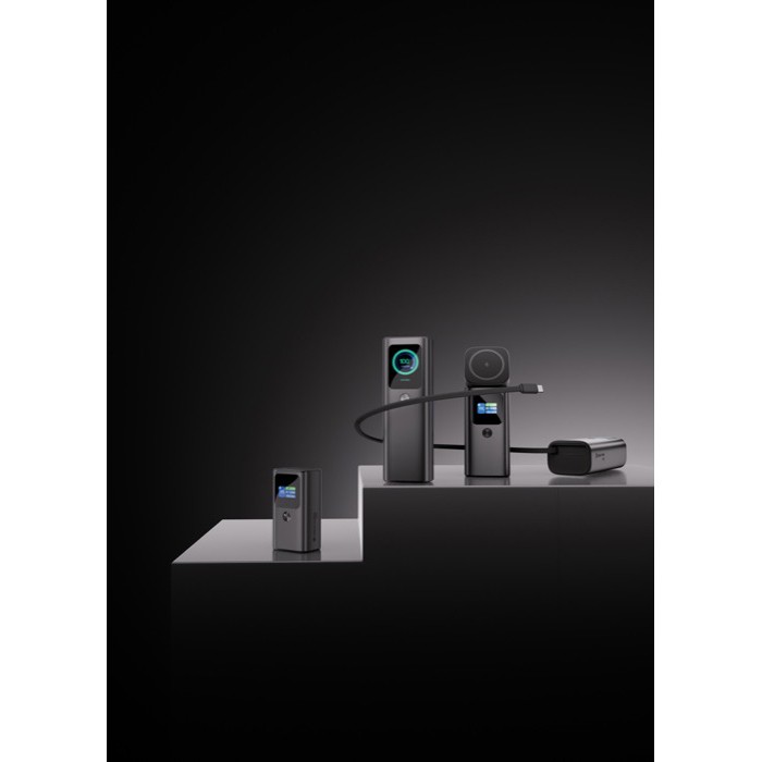 Powerbank de aluminio con carga rápida y pantalla HQ 10.000 mAh color gris vista de ambiente 3