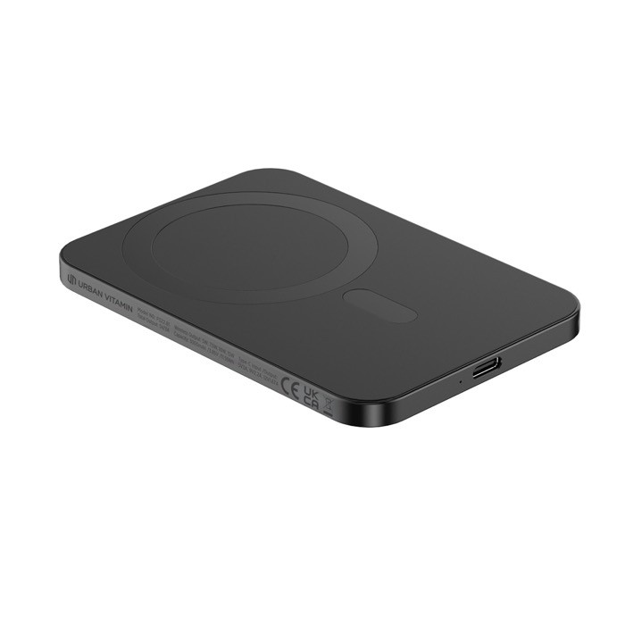 Powerbank magnética de aluminio reciclado con imán 3.000 mAh color negro