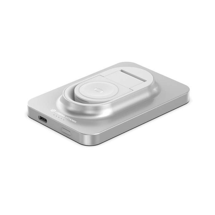 Powerbank 2 en 1 con imán y cargador para reloj 5.000 mAh color plateado vista 11 Powerbank 2 en 1 con imán y cargador para reloj 5.000 mAh color plateado vista 11