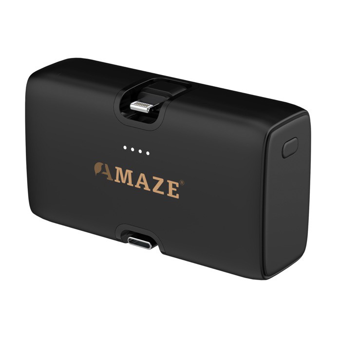 Powerbank de plástico reciclado con indicador de carga 20W color negro vista con logo