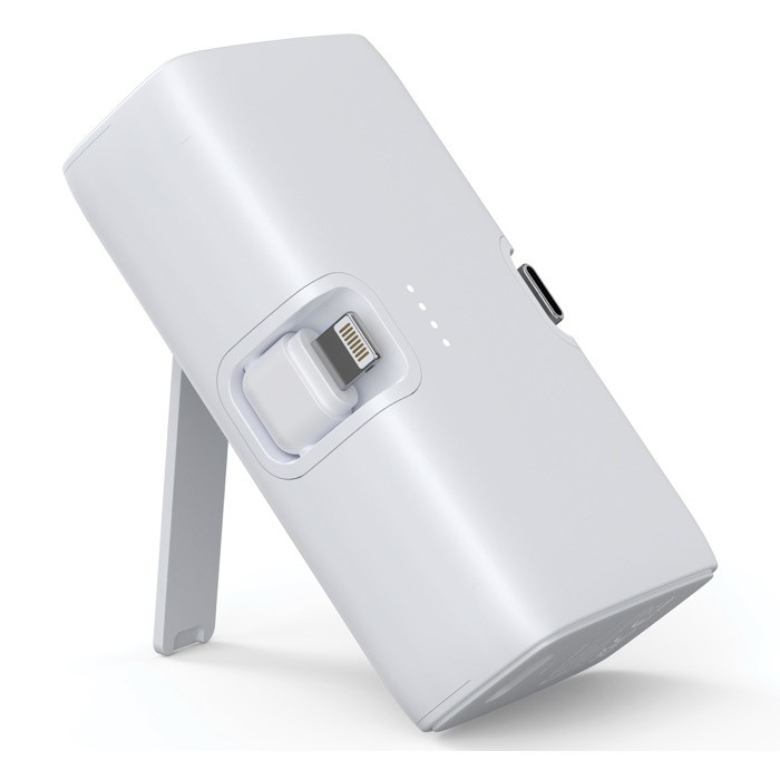 Powerbank de plástico reciclado con indicador de carga 20W color blanco decima vista